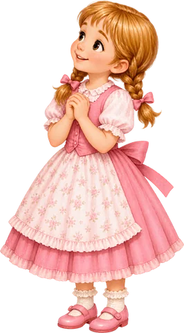 Personagem menina de vestido rosa